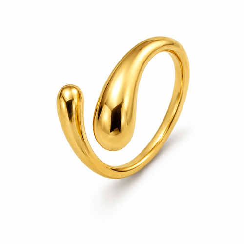 Anel Ajustável Banhado a Ouro 18K Design Orgânico