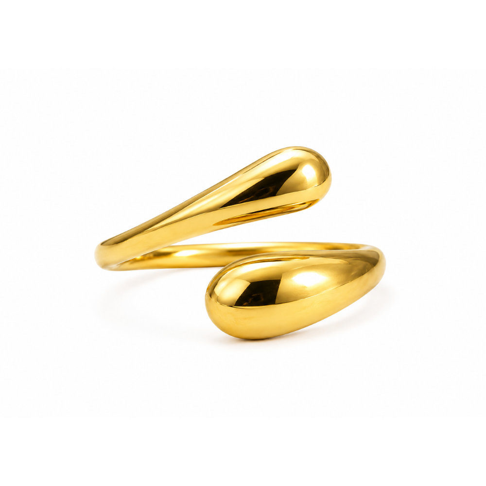 Anel Ajustável Banhado a Ouro 18K Design Orgânico
