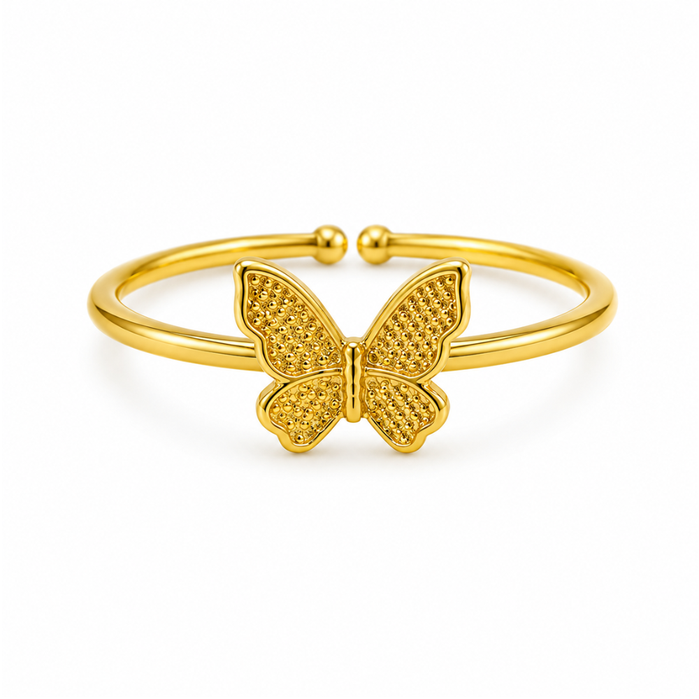 Anel Ajustável Borboleta Banhado a Ouro 18K