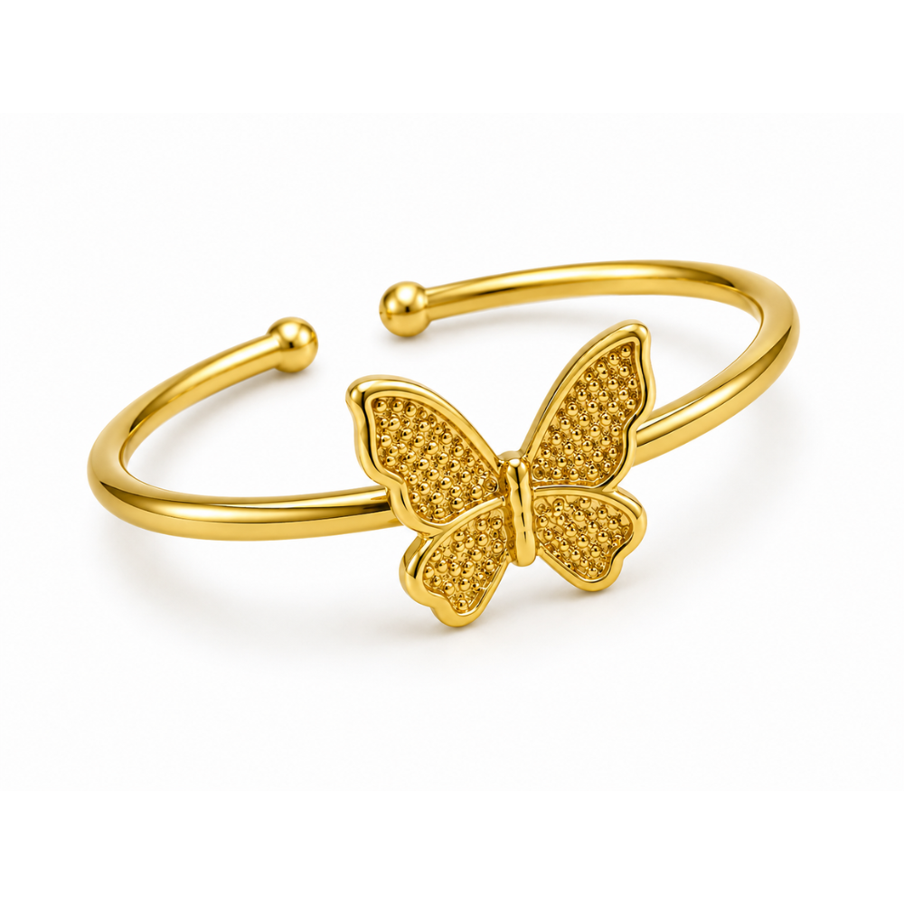 Anel Ajustável Borboleta Banhado a Ouro 18K