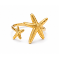 Anel Ajustável Estrelas-do-Mar em Aço Inox Dourado