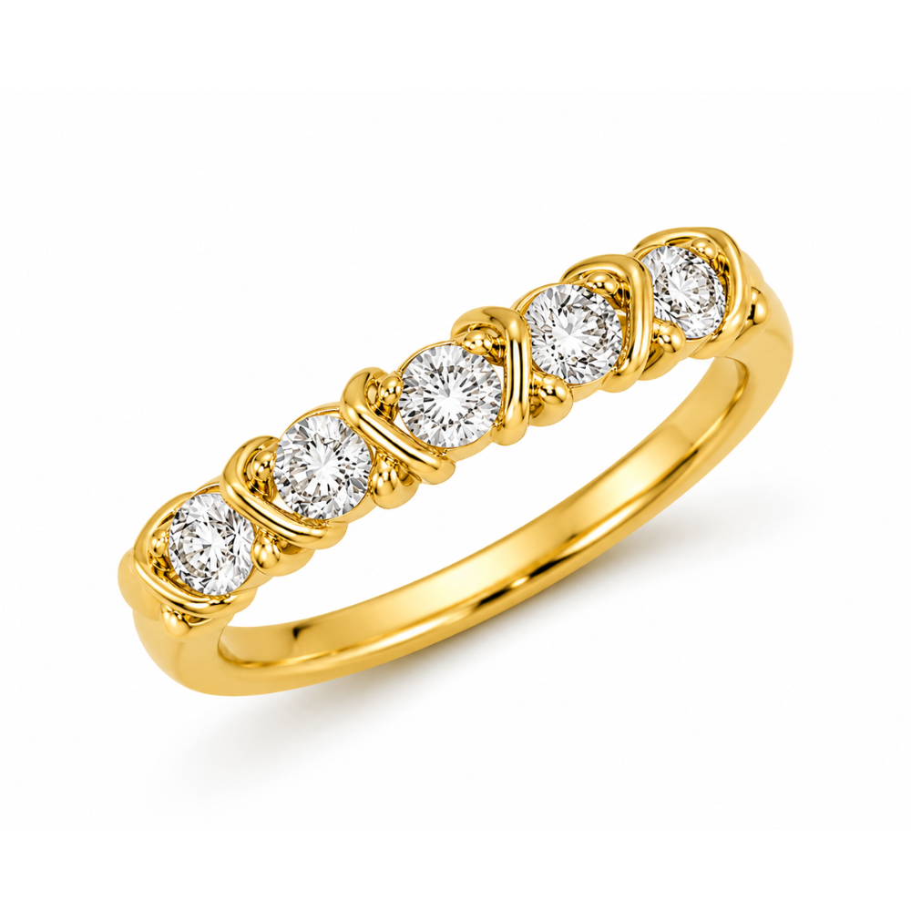 Anel Aparador com Zircônias Banhado a Ouro 18K