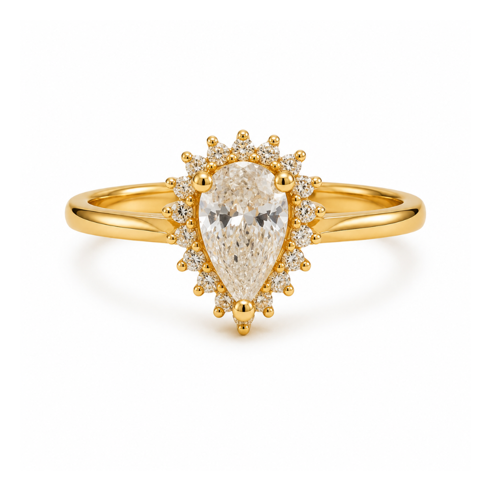 Anel Gota com Zircônias Banhado a Ouro 18K