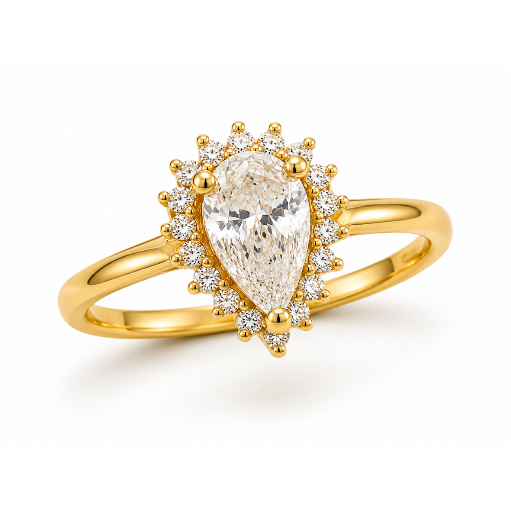 Anel Gota com Zircônias Banhado a Ouro 18K