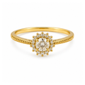 Anel Solitário Halo com Zircônias Banhado a Ouro 18K