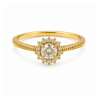 Anel Solitário Halo com Zircônias Banhado a Ouro 18K