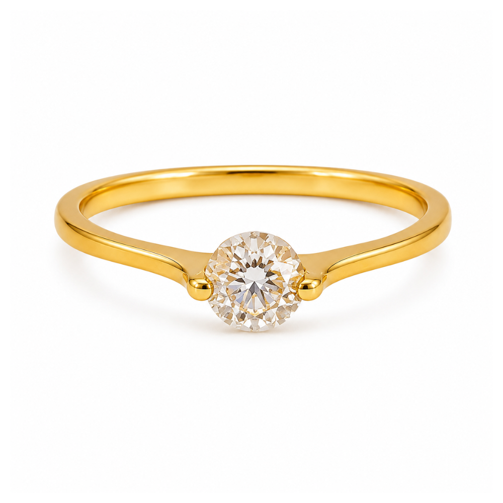 Anel Solitário Minimalista com Zircônia Banhado a Ouro 18K