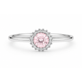 Anel Solitário com Zircônia Rosa Banhado a Prata