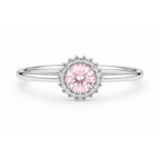 Anel Solitário com Zircônia Rosa Banhado a Prata