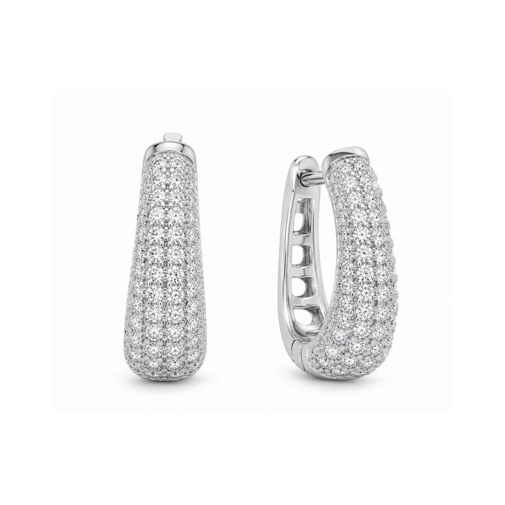 Brinco Argola Click Cravejada com Zircônias Banhado a Prata