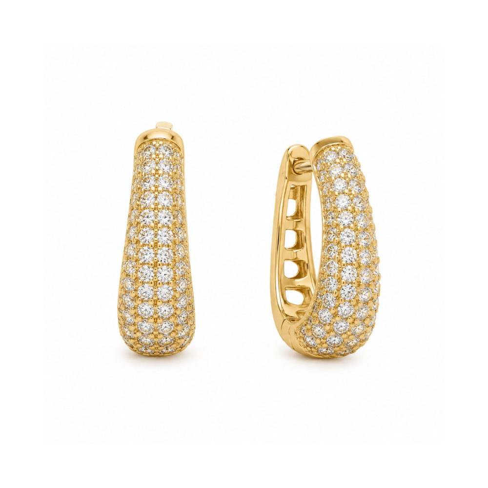 Brinco Argola Cravejada com Zircônias Banhado a Ouro