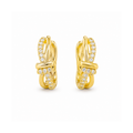 Brinco Argola Entrelaçada Cravejada Banhado a Ouro