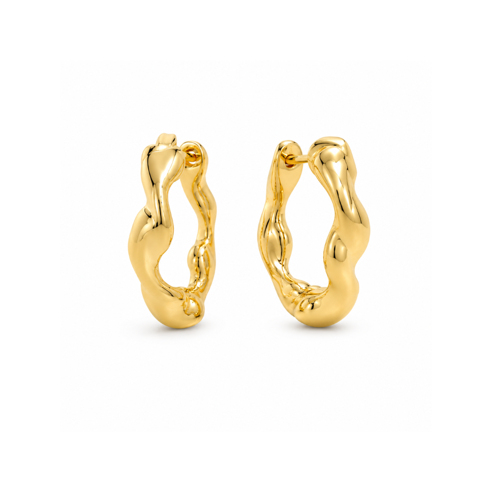 Brinco Argola Orgânica Banhado a Ouro