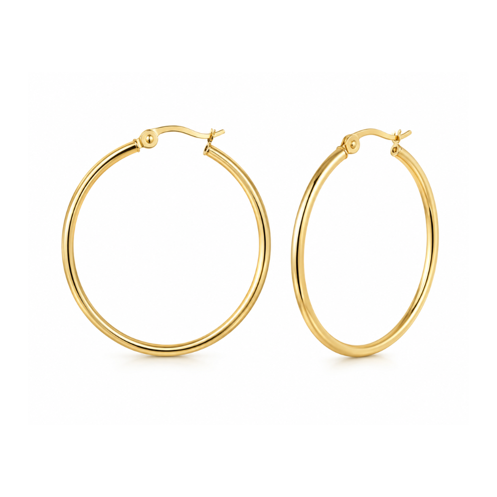 Brinco Argola Grande Lisa Banhado a Ouro