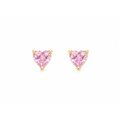 Brinco Coração Rosa com Zircônia Banhado a Ouro