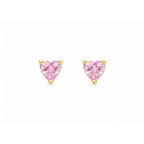 Brinco Coração Rosa com Zircônia Banhado a Ouro