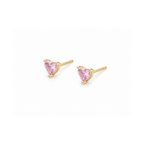 Brinco Coração Rosa com Zircônia Banhado a Ouro