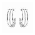 Brinco Ear Cuff Triplo Liso Banhado a Prata
