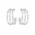 Brinco Ear Cuff Triplo Texturizado Banhado a Prata