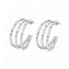 Brinco Ear Cuff Triplo Texturizado Banhado a Prata