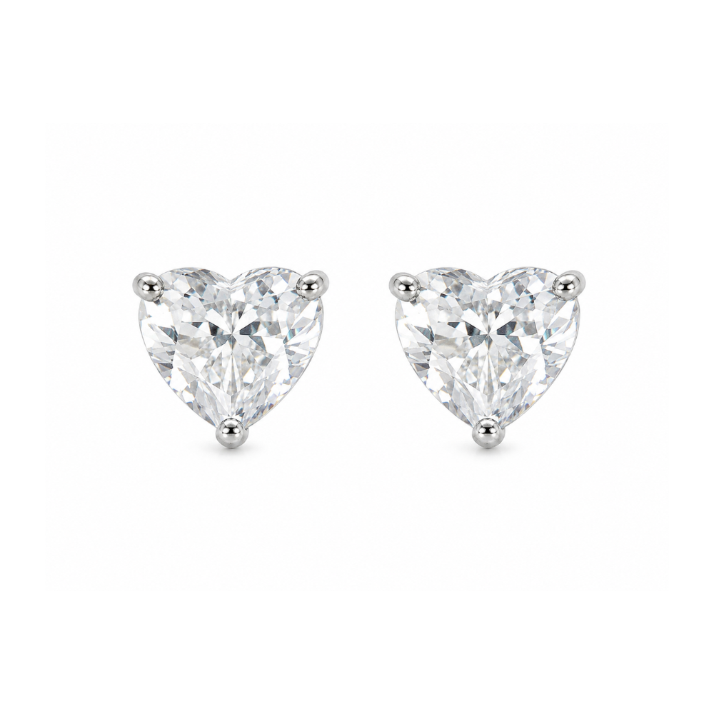 Brinco Ponto de Luz Coração Banhado a Prata
