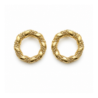 Brinco Redondo Texturizado Banhado a Ouro