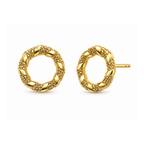 Brinco Redondo Texturizado Banhado a Ouro