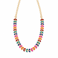 Choker Colorida com Folhas Esmaltadas Banhada a Ouro 18K