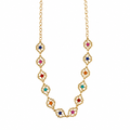Choker Colorida com Trevos Vazados Banhada a Ouro 18K