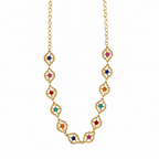 Choker Colorida com Trevos Vazados Banhada a Ouro 18K