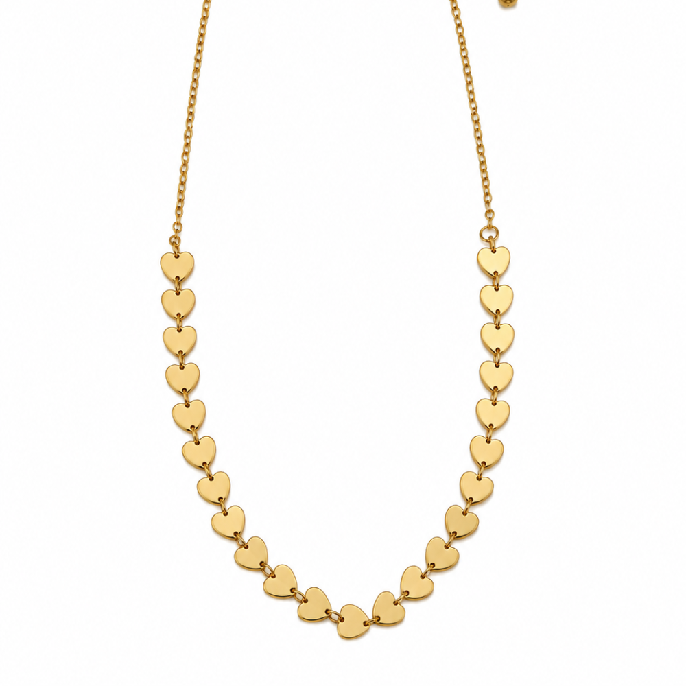 Choker Corações Lisa Banhada a Ouro 18K