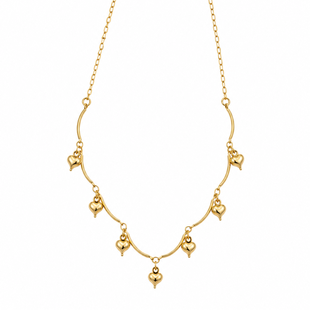 Choker Corações Pendurados Banhada a Ouro 18K