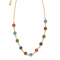 Choker Olho Grego Colorido Banhada a Ouro 18K