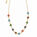 Choker Olho Grego Colorido Banhada a Ouro 18K