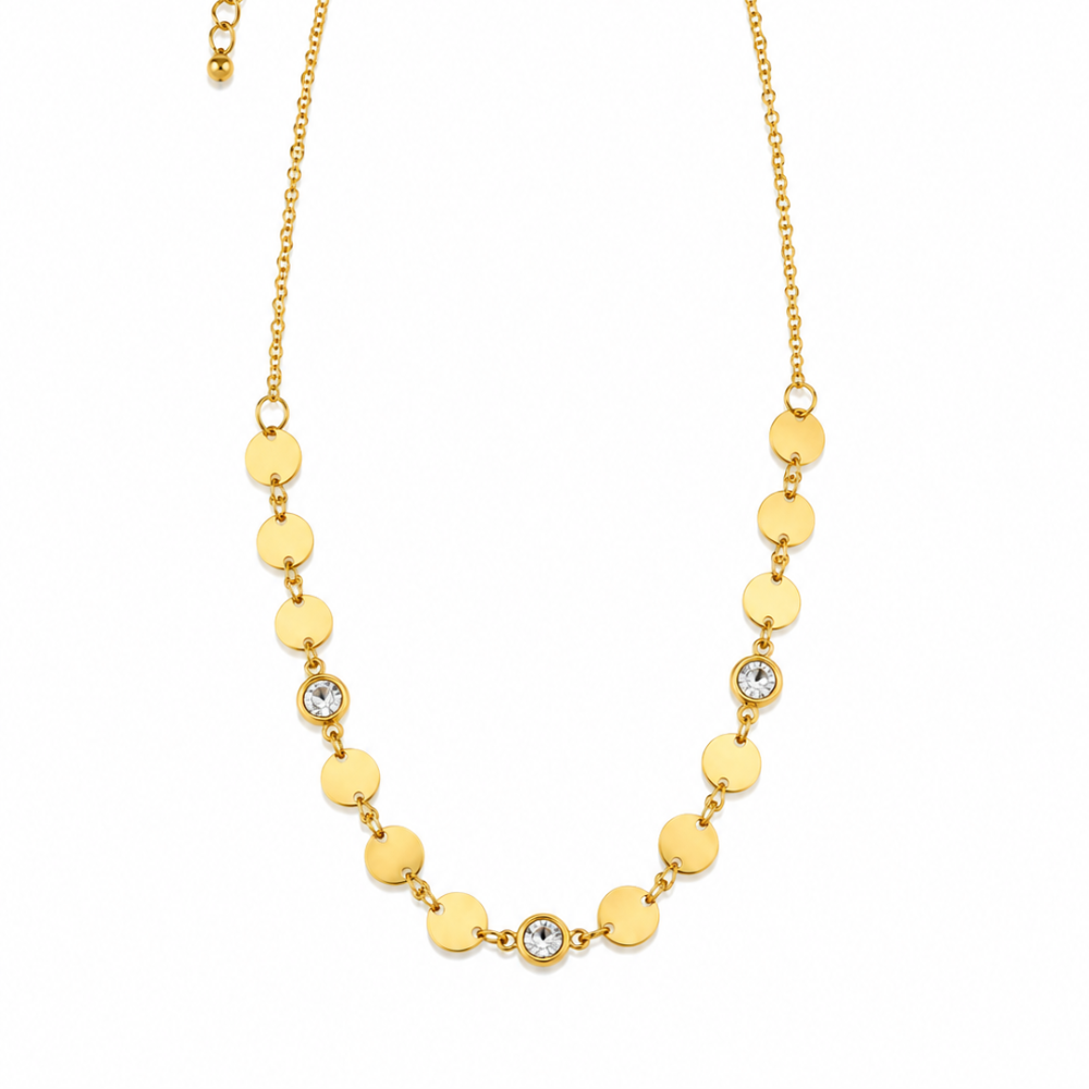 Choker com Medalhas e Zircônias Banhada a Ouro 18K