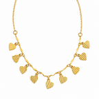Choker com Pingentes de Coração Banhada a Ouro 18K