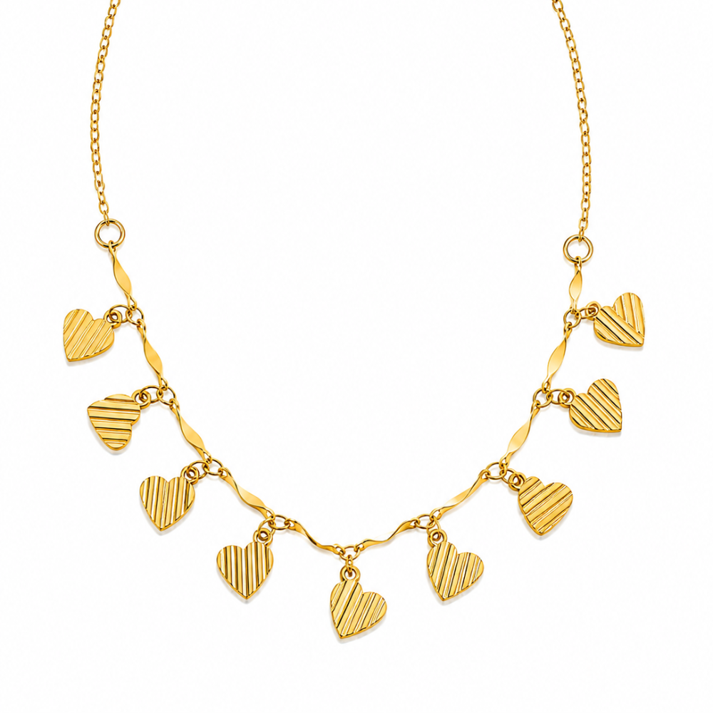 Choker com Pingentes de Coração Banhada a Ouro 18K