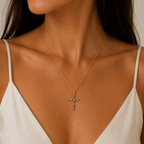 Colar Cruz Colorida Banhado a Ouro 18K