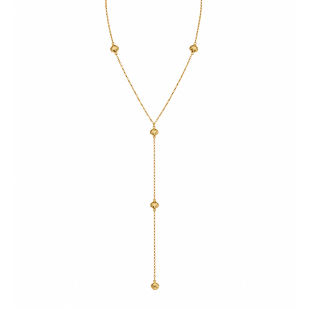 Colar Gravatinha Conchas Banhado a Ouro 18K