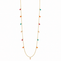 Colar Longo Colorido Banhado a Ouro 18K