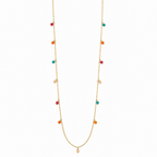Colar Longo Colorido Banhado a Ouro 18K