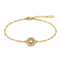 Pulseira Coração em Aço Inox Dourado com Zircônias