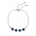 Pulseira Corações com Zircônia Azul Banhada a Prata