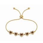Pulseira Corações com Zircônia Nude Banhada a Ouro 18K