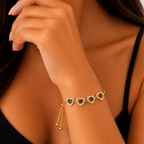 Pulseira Corações com Zircônia Nude Banhada a Ouro 18K