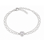 Pulseira Dupla Corações com Cristal
